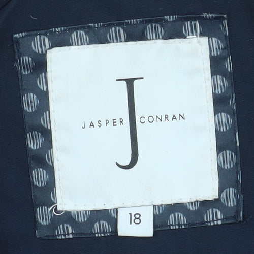 Jasper Conran Women's Blue Puffer Jacket Size 18 Faux Fur Collar