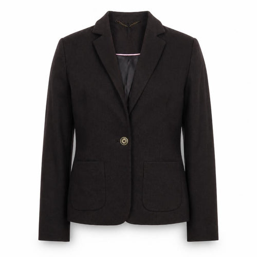 Marks and Spencer Women Black UK 14 Cotton Blend Single-Breasted Blazer