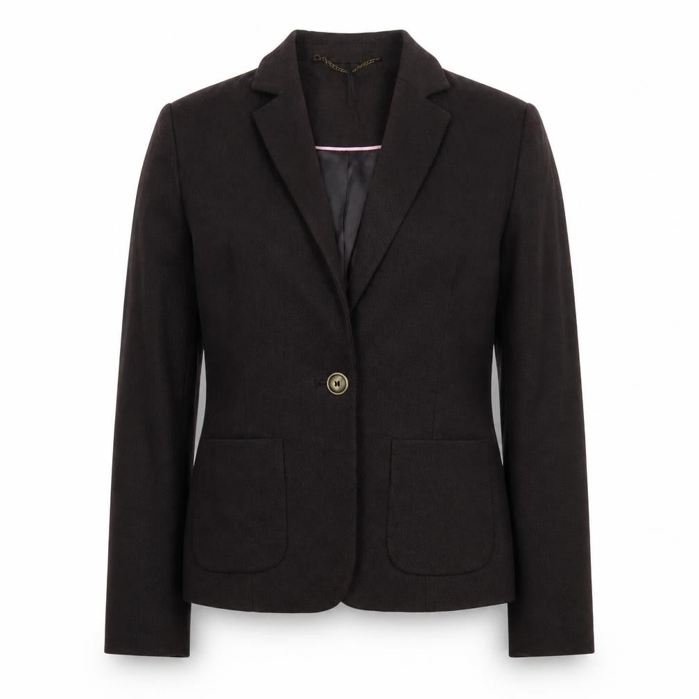 Marks and Spencer Women Black UK 14 Cotton Blend Single-Breasted Blazer