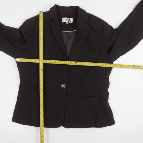 Marks and Spencer Women Black UK 14 Cotton Blend Single-Breasted Blazer