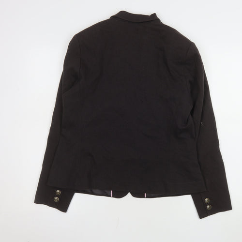 Marks and Spencer Women Black UK 14 Cotton Blend Single-Breasted Blazer