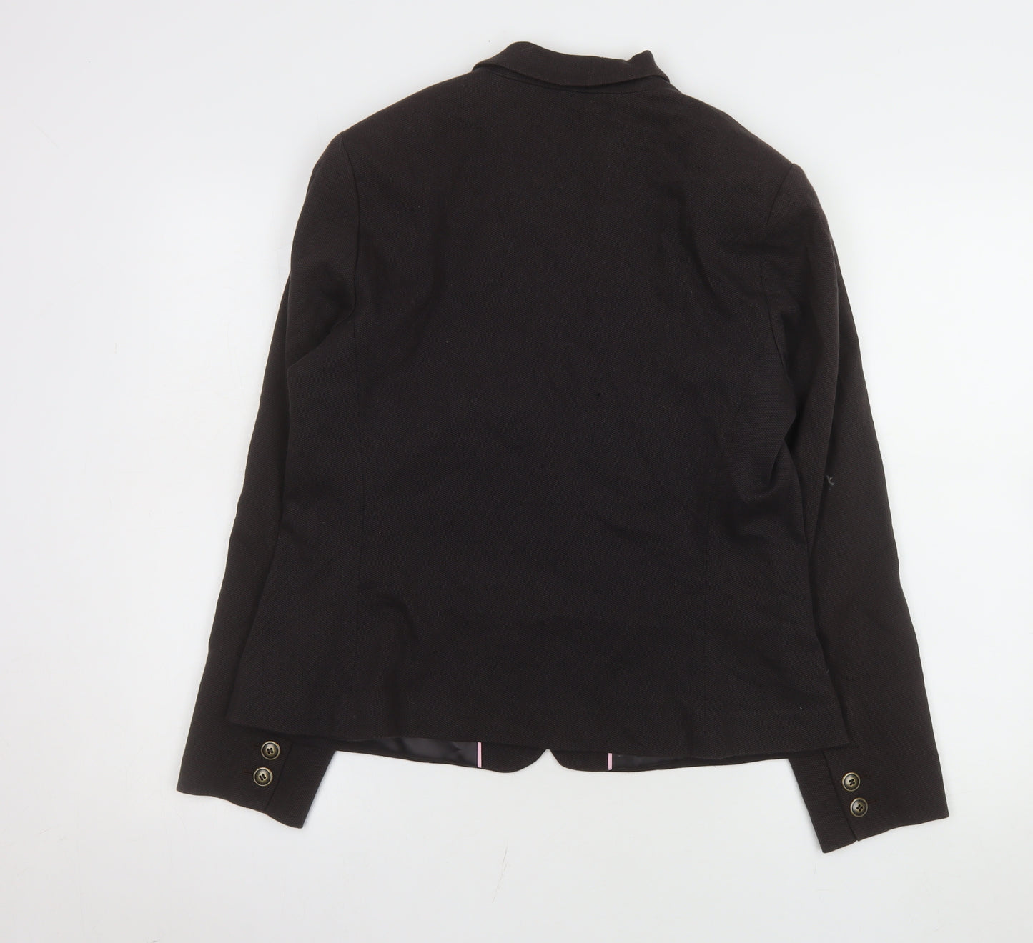 Marks and Spencer Women Black UK 14 Cotton Blend Single-Breasted Blazer