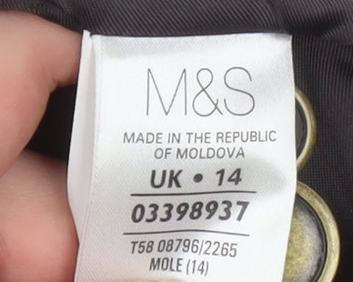 Marks and Spencer Women Black UK 14 Cotton Blend Single-Breasted Blazer
