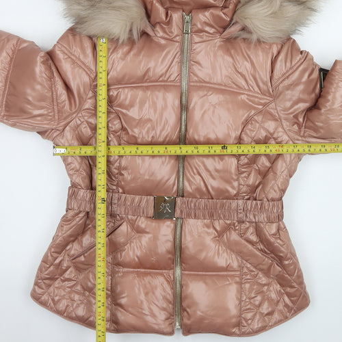 River Island Women's Brown Faux Fur Hooded Puffer Jacket UK 12