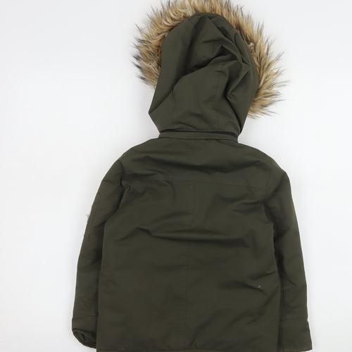 Diesel Boys Green Faux Fur Hooded Padded Parka Coat Size 6 Years
