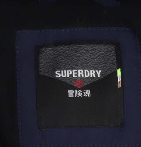 Superdry Men's Blue Puffer Jacket Hooded Zip Size M Winter Casual