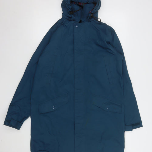 Cotton Traders Men's Blue Hooded Waterproof Parka Coat Size S
