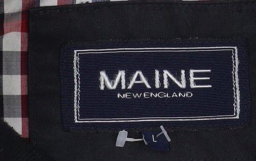 Maine New England Men's Black Bomber Jacket L Classic Twill Full Zip