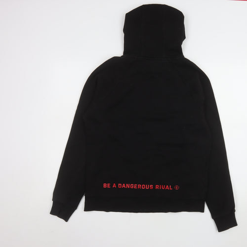 BADR Men's Black Pullover Hoodie M Sports Fleece Graphic Print