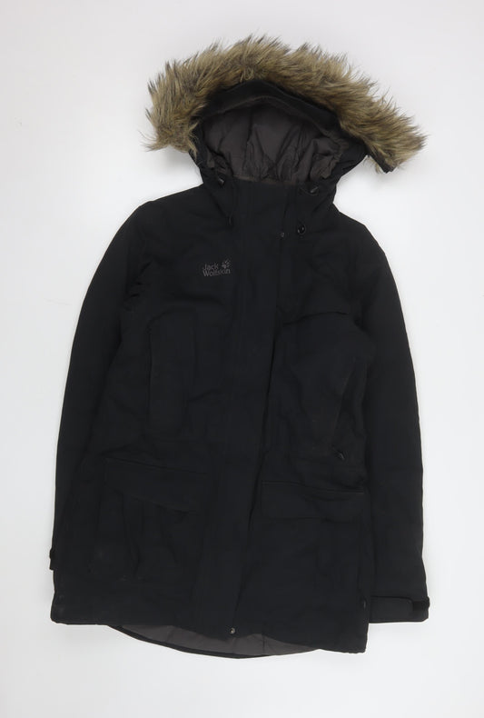 Jack Wolfskin Women's Black Long Waterproof Parka Coat Size 10