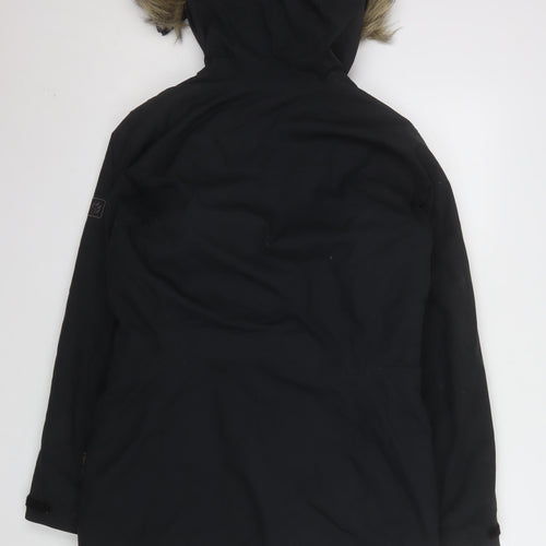Jack Wolfskin Women's Black Long Waterproof Parka Coat Size 10