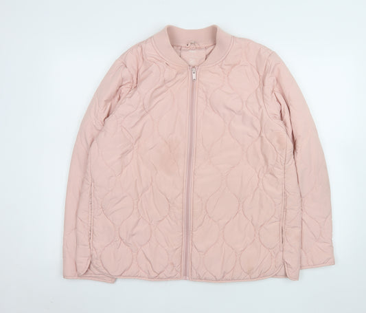 Marks and Spencer Women Pink Quilted Bomber Jacket Size 16