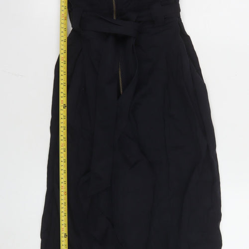 ME+EM Women's Black Regular Fit Collared Linen-Blend Jumpsuit UK 10