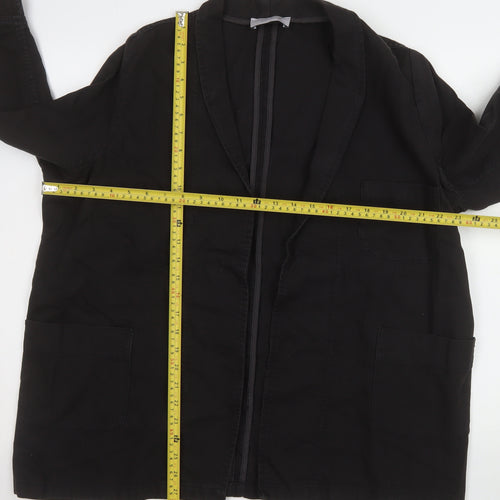 Marks and Spencer Women Black Size 14 Linen Blend Blazer Jacket