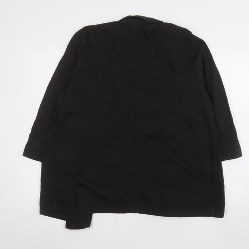 Marks and Spencer Women Black Size 14 Linen Blend Blazer Jacket