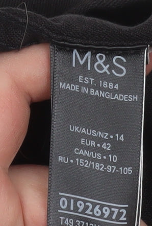 Marks and Spencer Women Black Size 14 Linen Blend Blazer Jacket