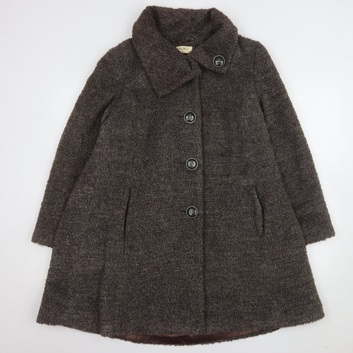 Kaliko Women Brown Wool Mohair Blend Mid-Length Coat Size 8