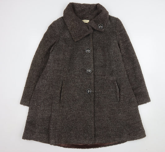 Kaliko Women Brown Wool Mohair Blend Mid-Length Coat Size 8