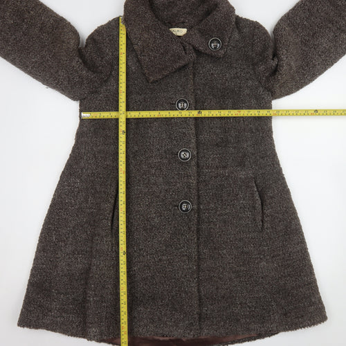 Kaliko Women Brown Wool Mohair Blend Mid-Length Coat Size 8