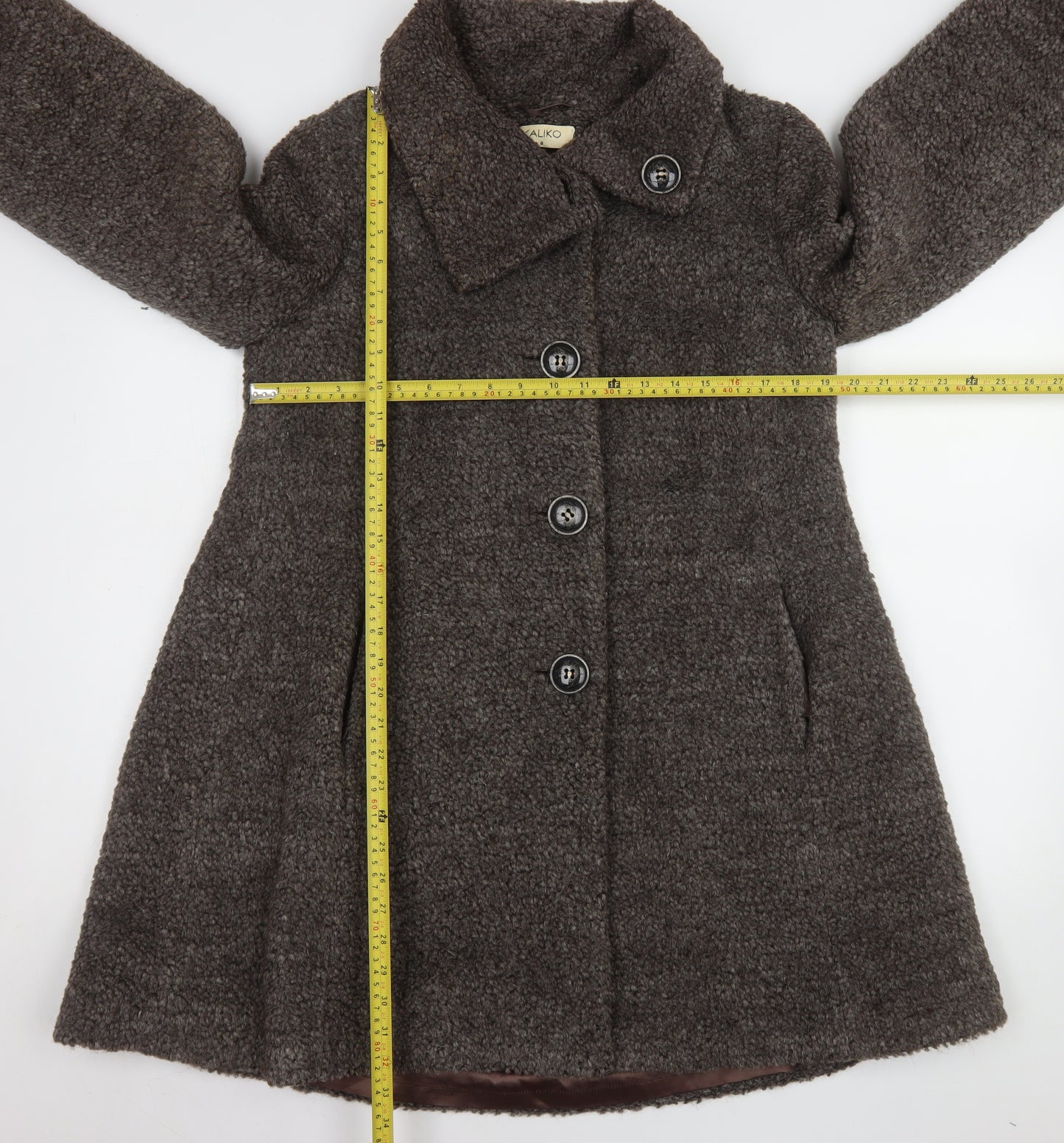 Kaliko Women Brown Wool Mohair Blend Mid-Length Coat Size 8