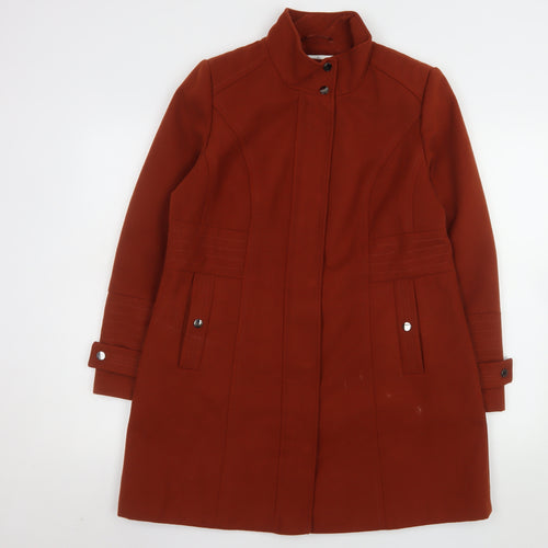 Wallis Womens Brown Mid-Length Coat UK 14 Lined Classic Overcoat