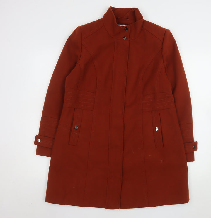 Wallis Womens Brown Mid-Length Coat UK 14 Lined Classic Overcoat