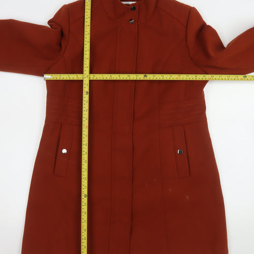 Wallis Womens Brown Mid-Length Coat UK 14 Lined Classic Overcoat