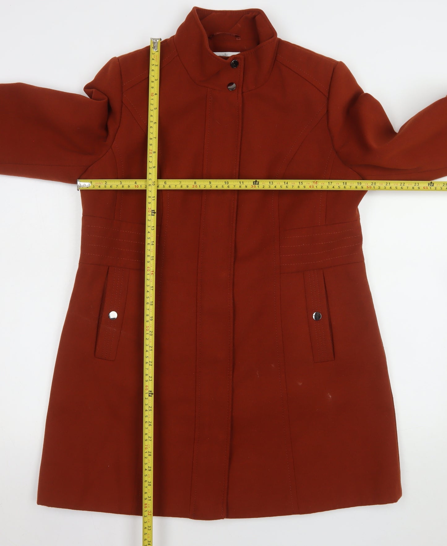 Wallis Womens Brown Mid-Length Coat UK 14 Lined Classic Overcoat