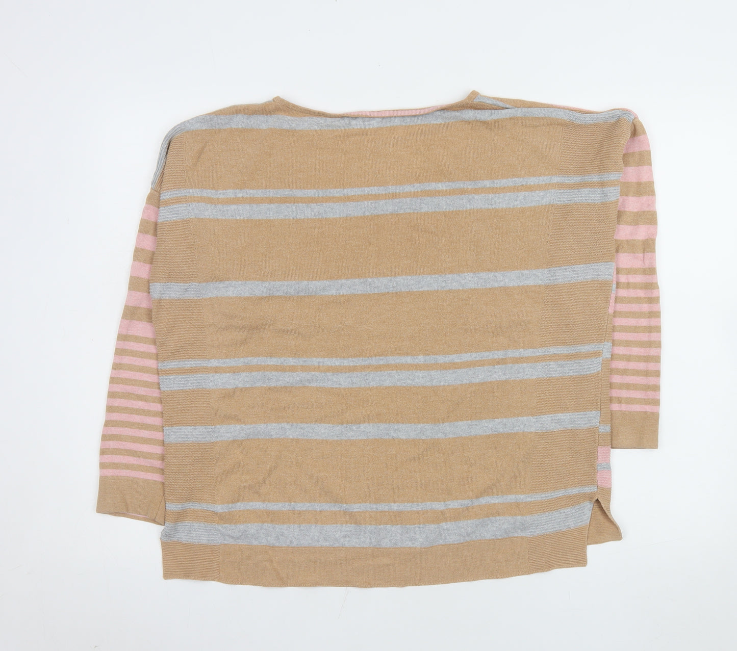 White Stuff Women’s Beige Striped Cotton Blend Jumper UK 16