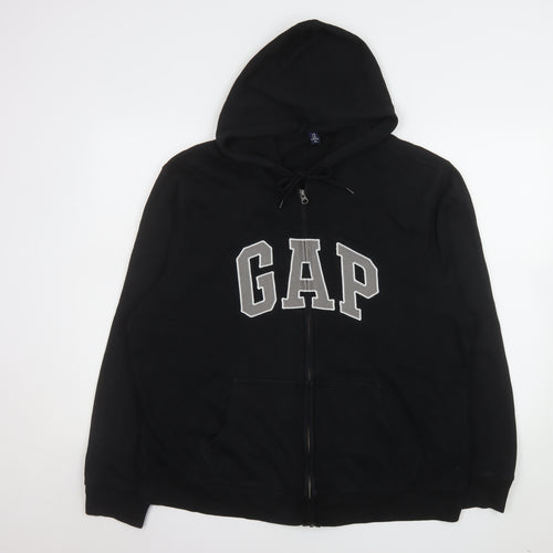 GAP Women's Black XL Full Zip Hooded Cotton Blend Logo Jacket