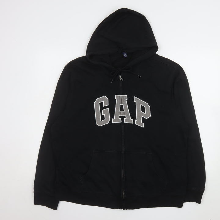 GAP Women's Black XL Full Zip Hooded Cotton Blend Logo Jacket