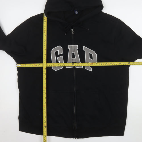 GAP Women's Black XL Full Zip Hooded Cotton Blend Logo Jacket
