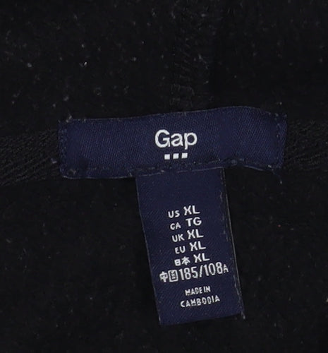 GAP Women's Black XL Full Zip Hooded Cotton Blend Logo Jacket