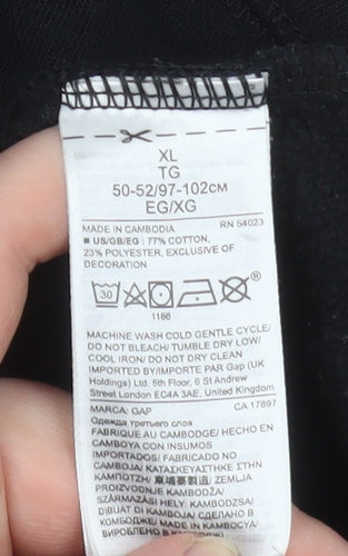 GAP Women's Black XL Full Zip Hooded Cotton Blend Logo Jacket