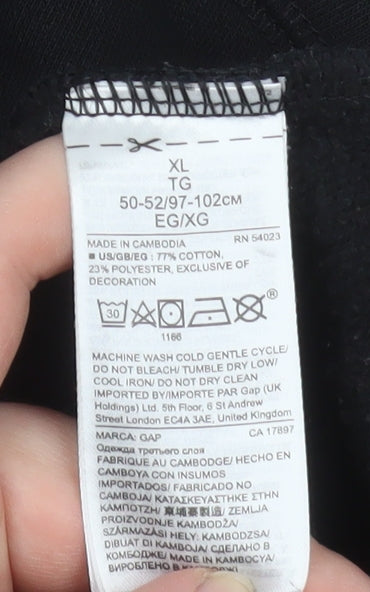 GAP Women's Black XL Full Zip Hooded Cotton Blend Logo Jacket
