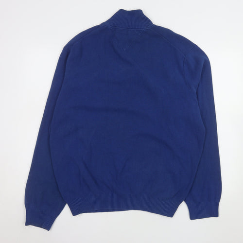Tommy Hilfiger Men's Blue XL 1/4 Zip Mock Neck Cotton Sweatshirt