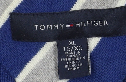Tommy Hilfiger Men's Blue XL 1/4 Zip Mock Neck Cotton Sweatshirt