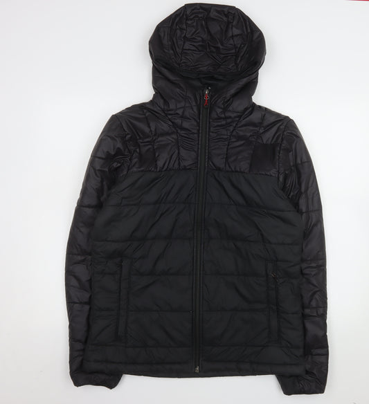 The North Face Mens Black M Hooded Puffer Jacket Polyester Lined