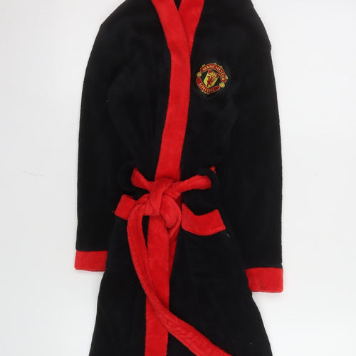 Manchester United Boys Black Red Fleece Hooded Robe 9-10 Years