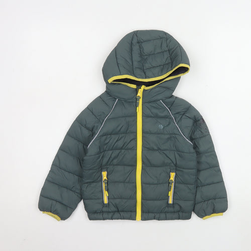 FatFace Boys Green Hooded Puffer Jacket 3-4 Years Nylon Winter Coat