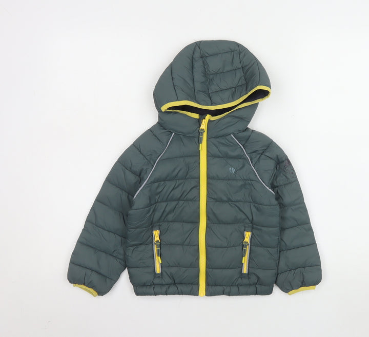 FatFace Boys Green Hooded Puffer Jacket 3-4 Years Nylon Winter Coat