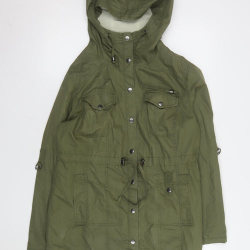 South Women’s Green Cotton Parka Jacket UK 14 Hooded Casual