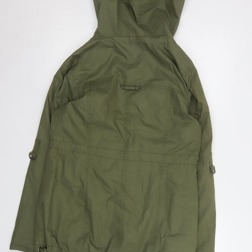 South Women’s Green Cotton Parka Jacket UK 14 Hooded Casual