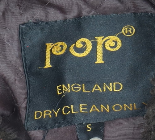 Pop England Women's Brown Faux Fur Trim Hooded Parka Jacket Size S