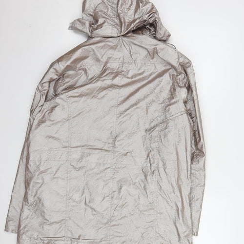 Eliza Gracy Womens Silver Hooded Waterproof Jacket Size 14