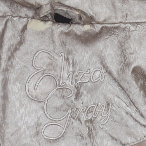 Eliza Gracy Womens Silver Hooded Waterproof Jacket Size 14