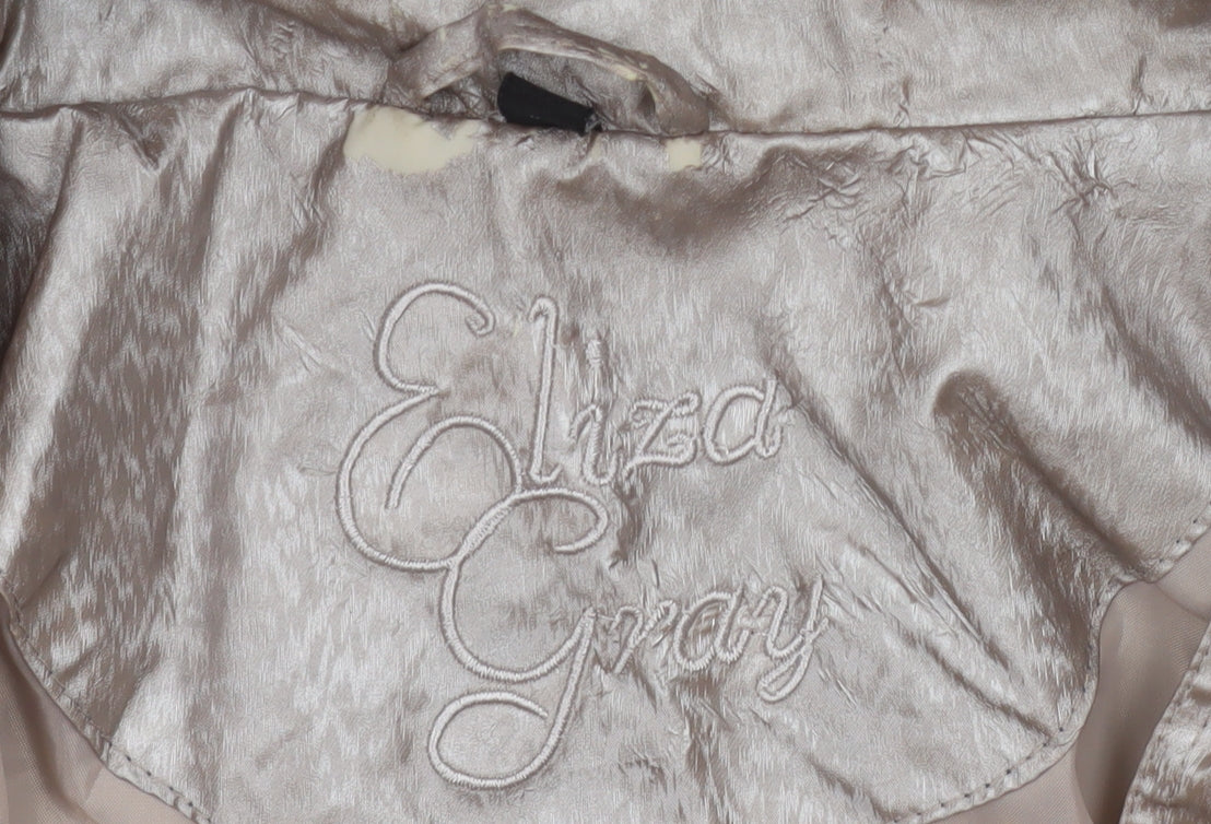 Eliza Gracy Womens Silver Hooded Waterproof Jacket Size 14