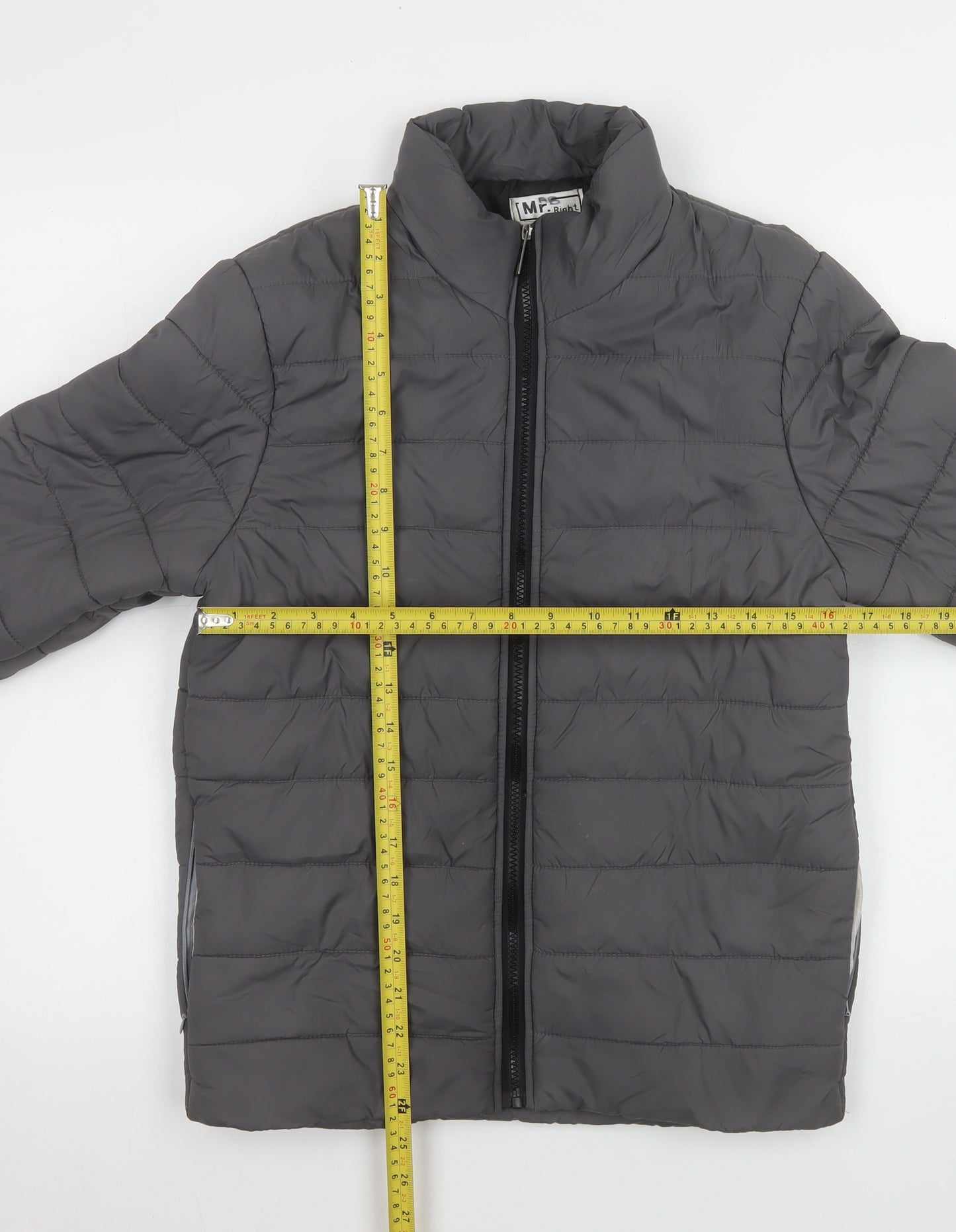 Mr. Right Boys Grey M Quilted Puffer Jacket Lightweight Winter Coat