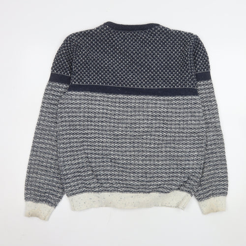 Weird Fish Men's Blue Waffle Knit Cotton Acrylic Jumper M