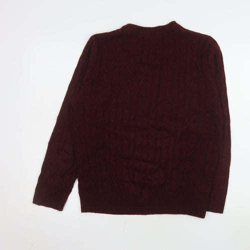 Lyle & Scott Men's Red Cable-Knit Cotton Crew Neck Jumper 2XL